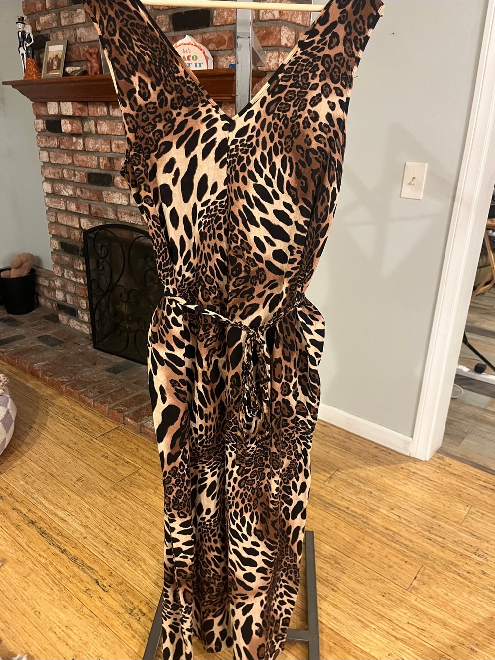 Natori $180 PTP 21 Luxe Leopard Cotton Gauze Jumpsuit - Picture 3 of 6